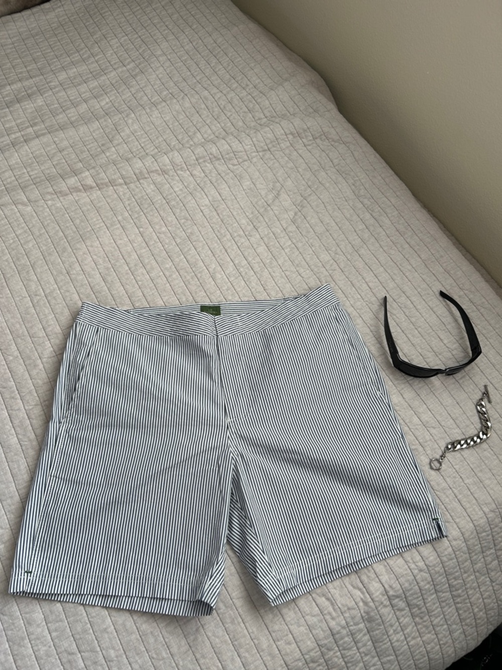 Sid mashburn Zip-Front Mid-Length Swim Short Blue/White Seersucker 34” men’s - Picture 2 of 16